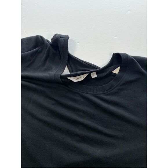 Athleta Coaster Go To Long Length Sweatshirt Open Back Black Women Size Large - Picture 4 of 7